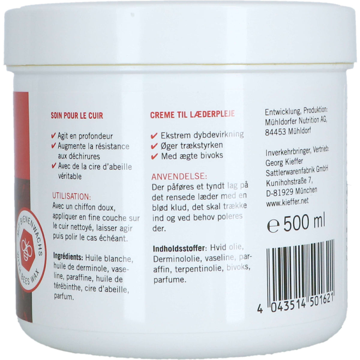 Kieffer Ledercreme Cera de abejas, 6 uds.