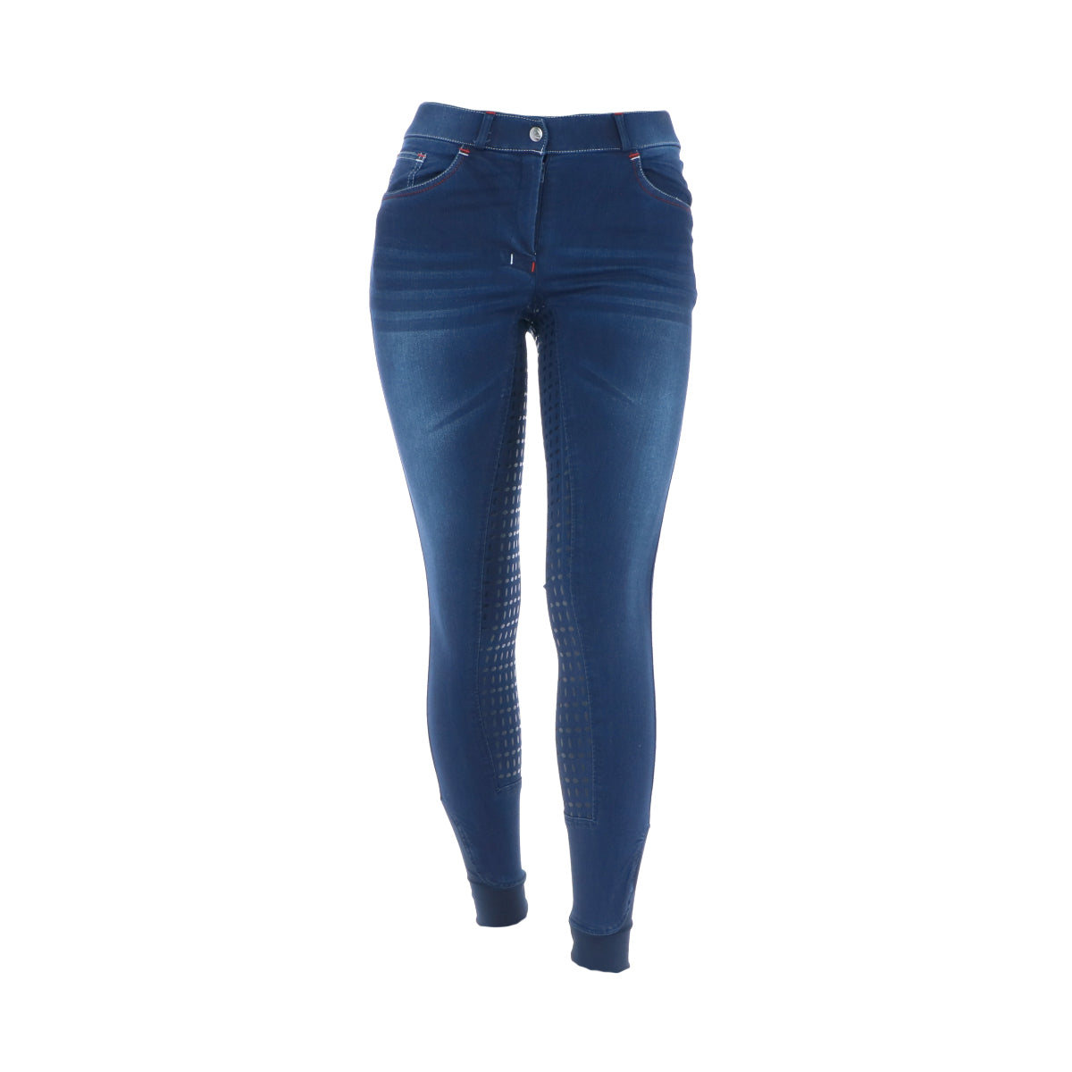 HKM Pantalón de Equitación Summer Demin Easy 3/4 Asiento de Silicona Azul Jeans