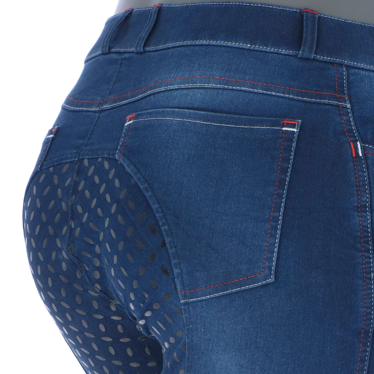 HKM Pantalón de Equitación Summer Demin Easy 3/4 Asiento de Silicona Azul Jeans