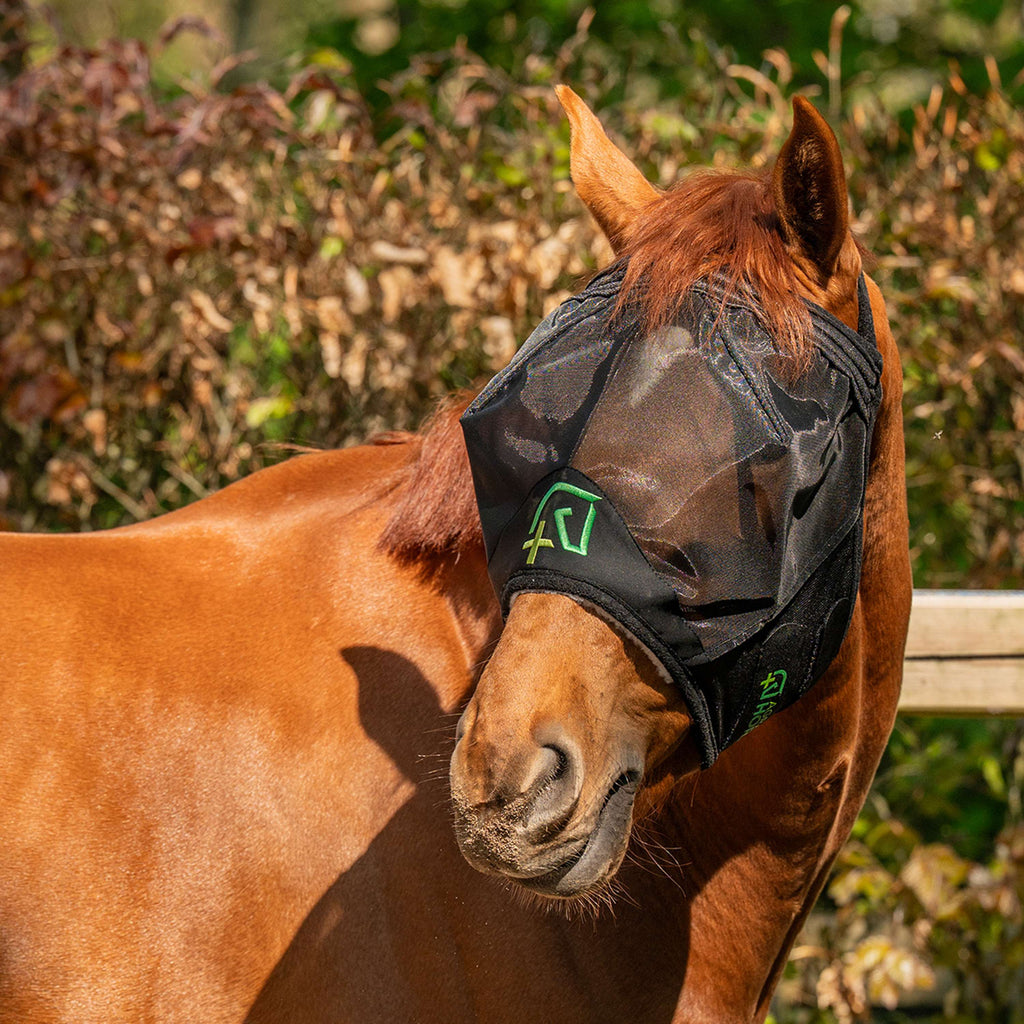 Agradi Horse Máscara Antimoscas Fine Mesh Sin orejas Negro