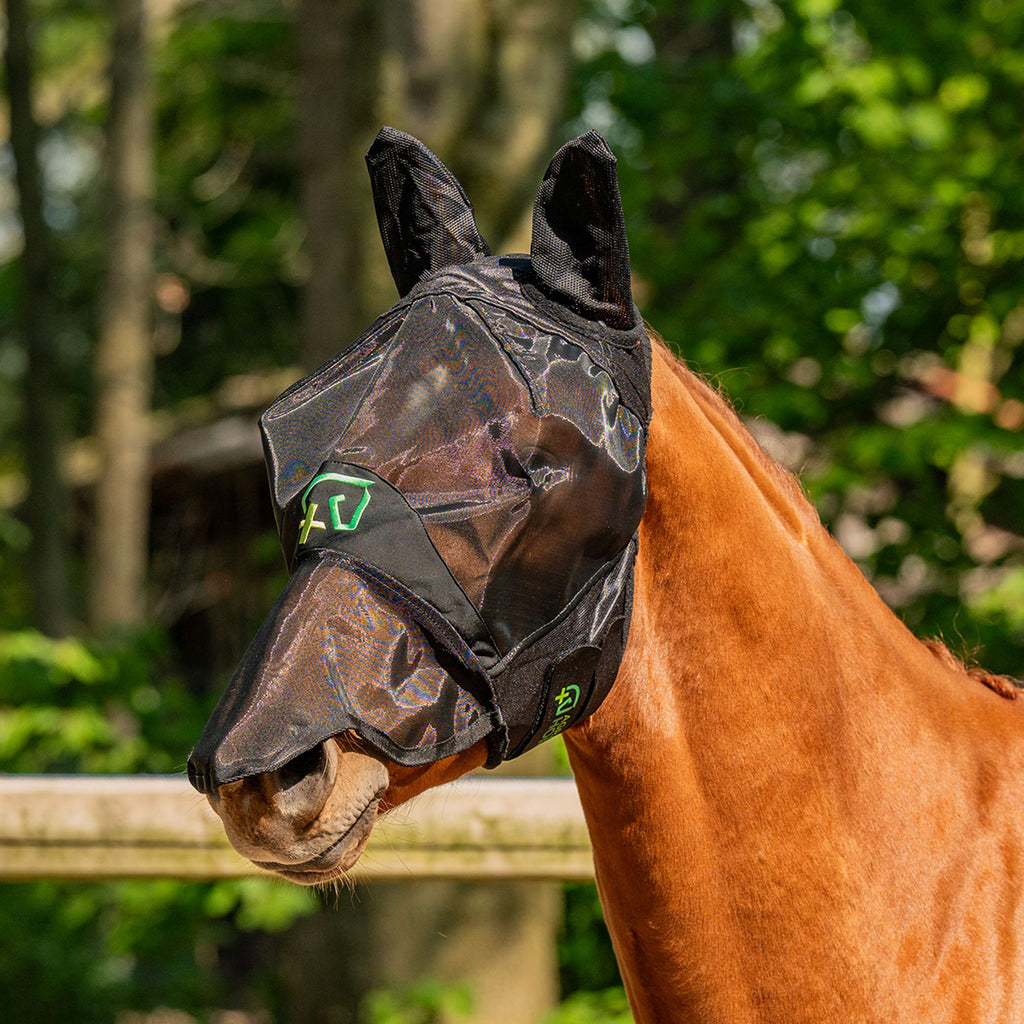 Agradi Horse Máscara para Moscas Fine Mesh con Orejas y Nariz Negro