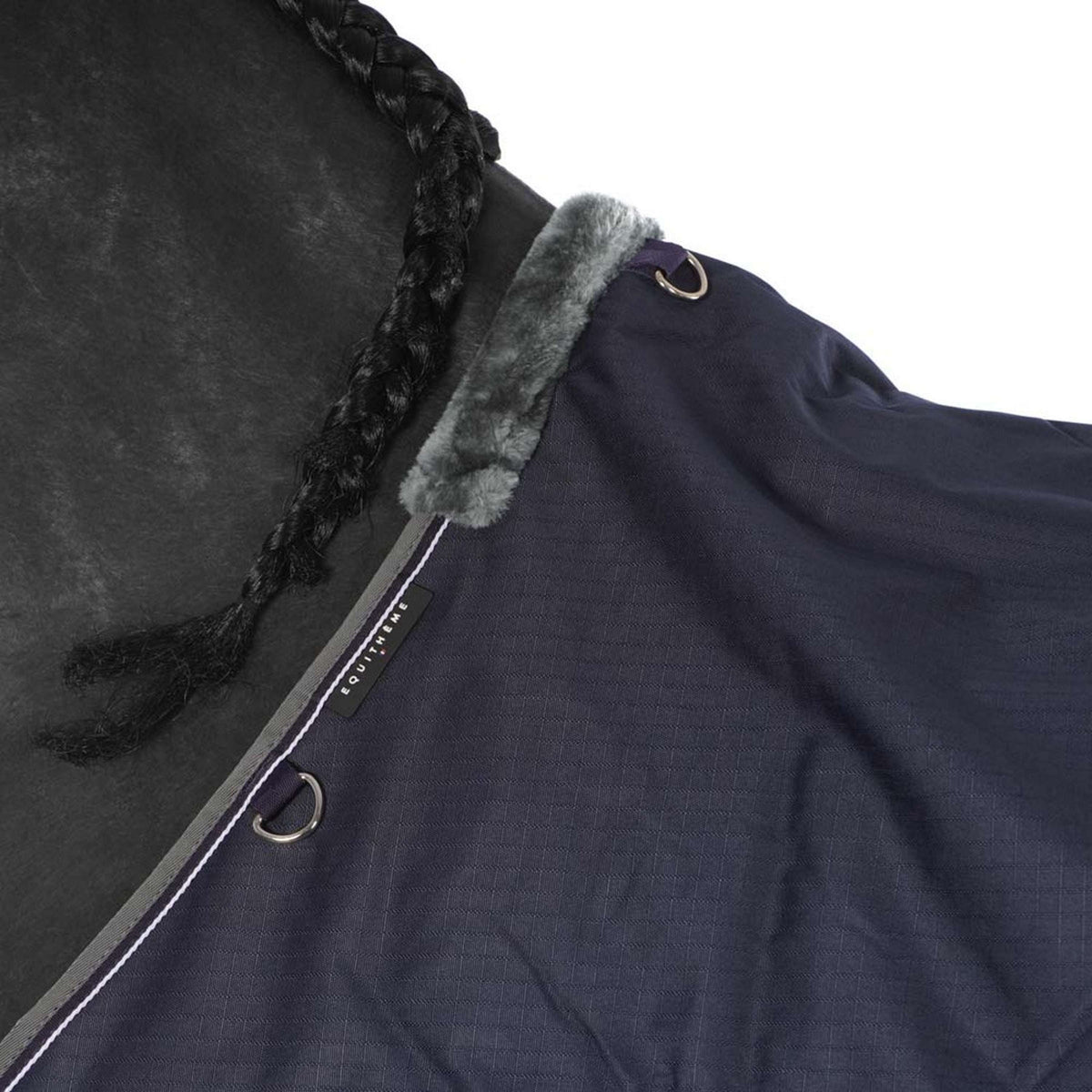 EQUITHÈME Manta Impermeable Tyrex 600D 50g Marino/Gris Puntos