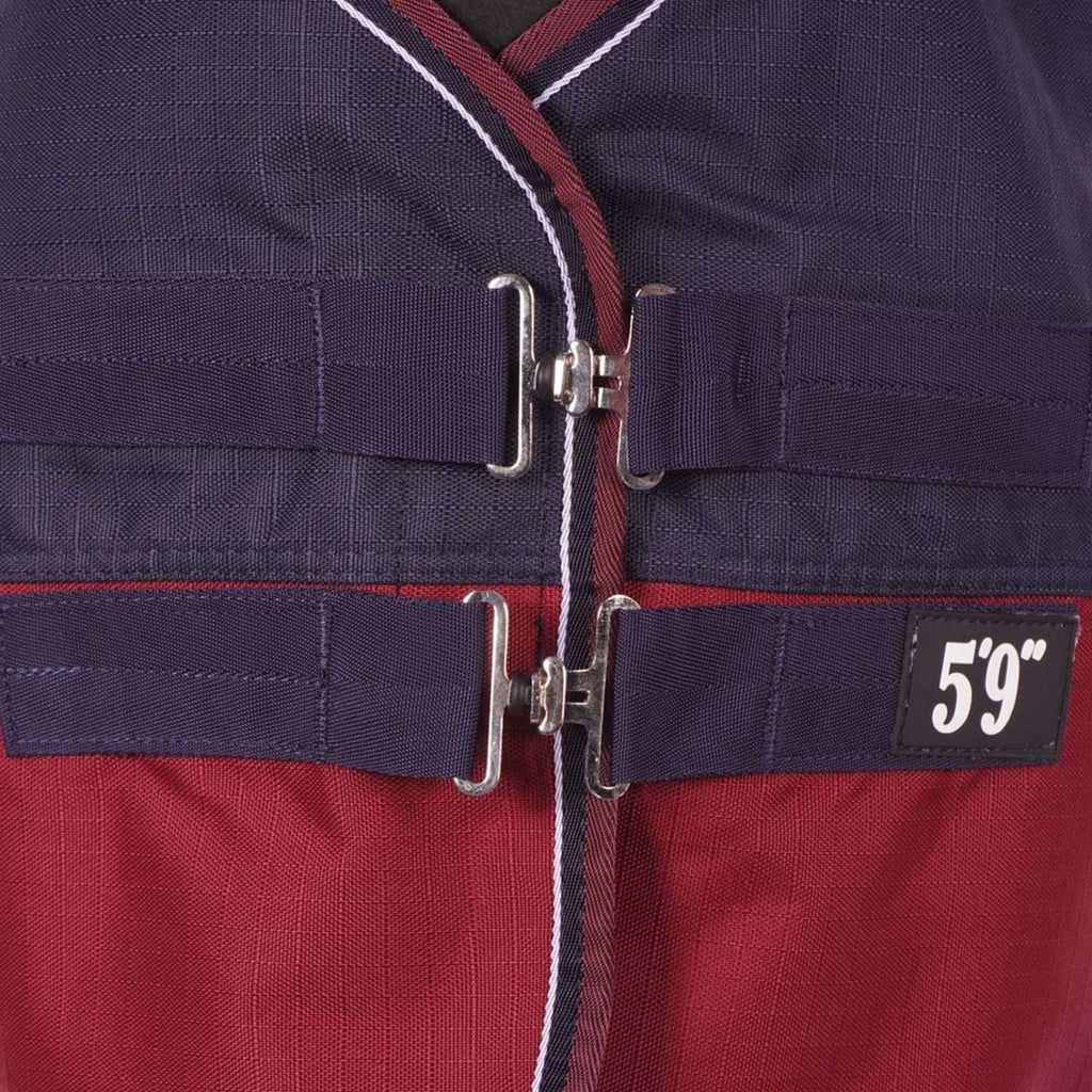 EQUITHÈME Alfombra de Exterior Tyrex 1200D 0g con Media Cuello Navy/Bordeaux