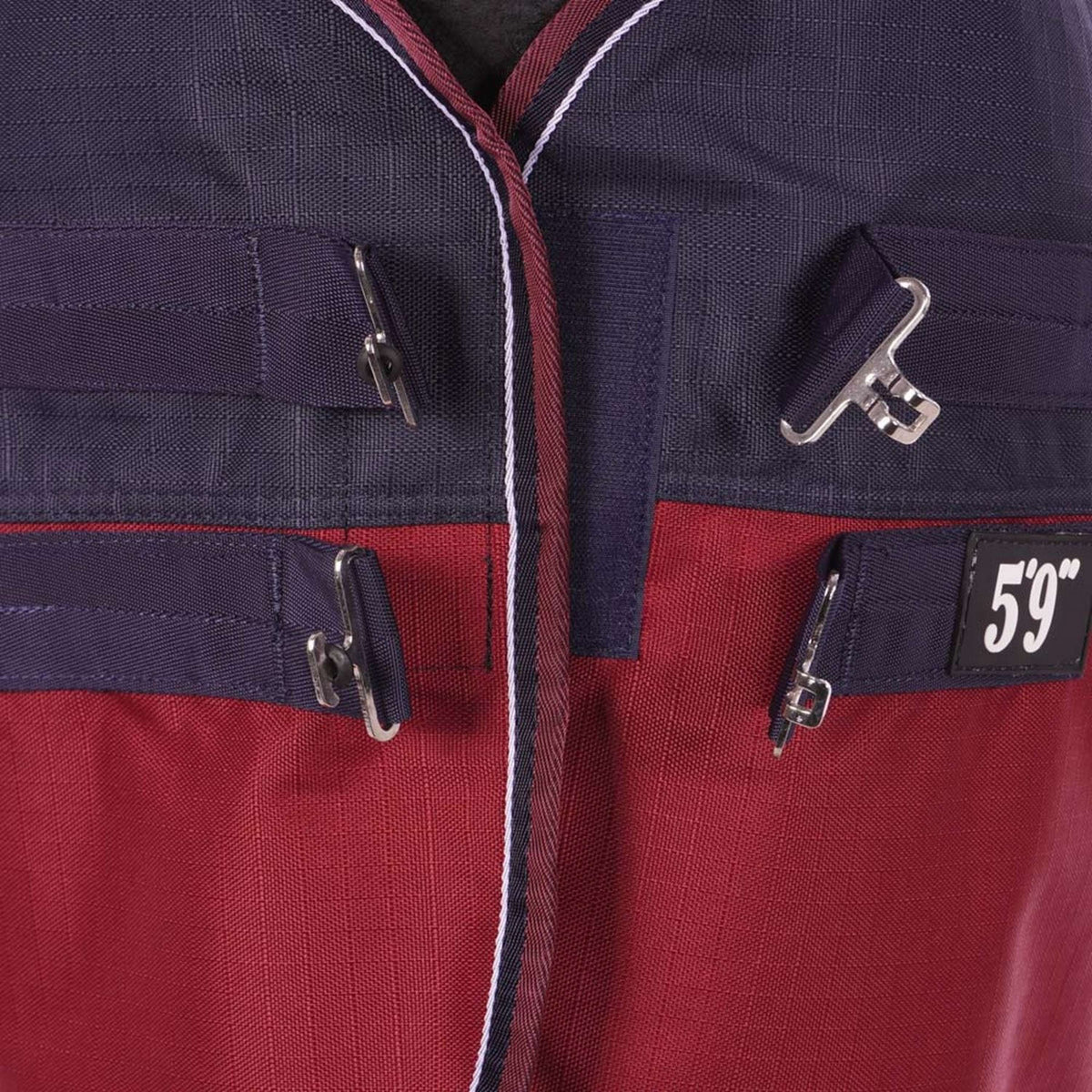 EQUITHÈME Alfombra de Exterior Tyrex 1200D 0g con Media Cuello Navy/Bordeaux