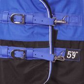 EQUITHÈME Alfombra de Exterior Tyrex 1200D Aisance 50g con Media Cuello Azul/Negro