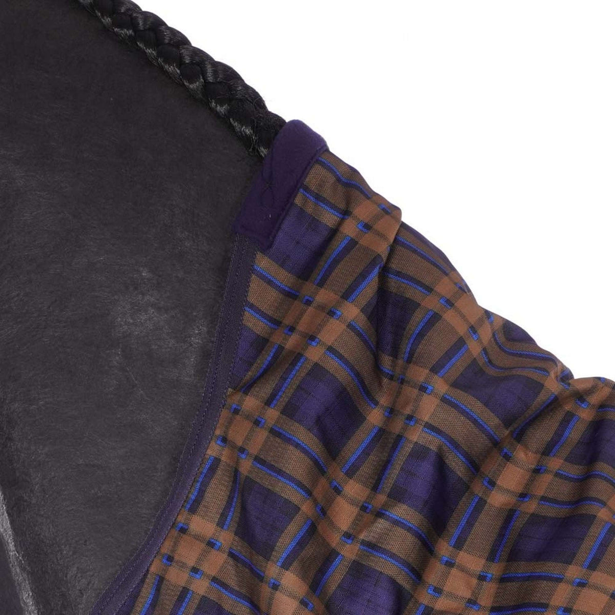 HKM Manta de Cuello Alto Providence Karo 1200D 300g Relleno de Algodón Marino Marron a cuadros