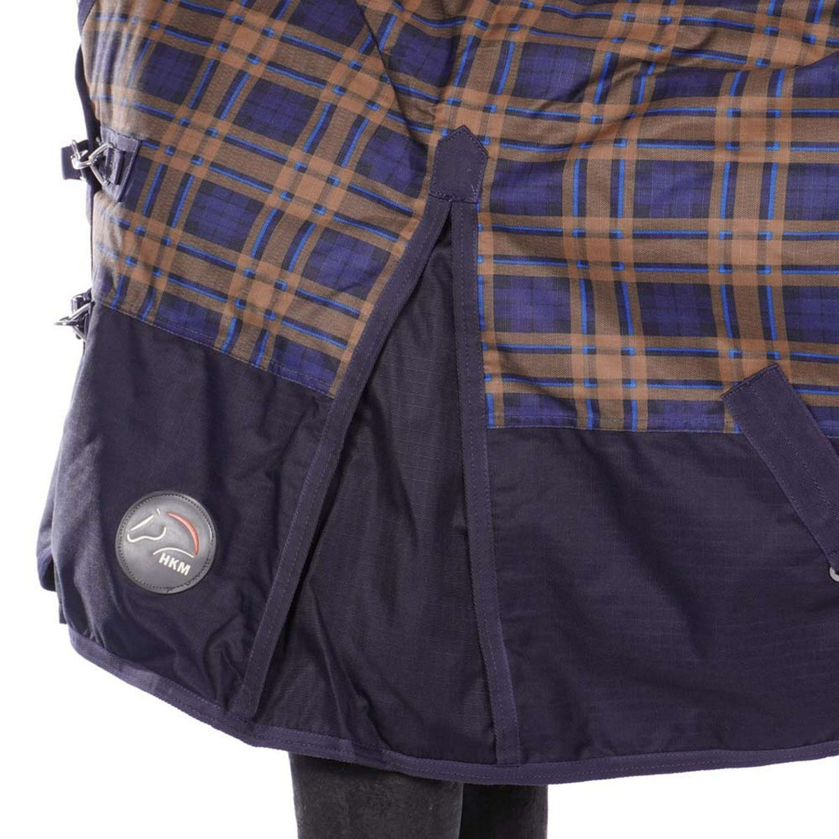 HKM Manta de Cuello Alto Providence Karo 1200D 300g Relleno de Algodón Marino Marron a cuadros
