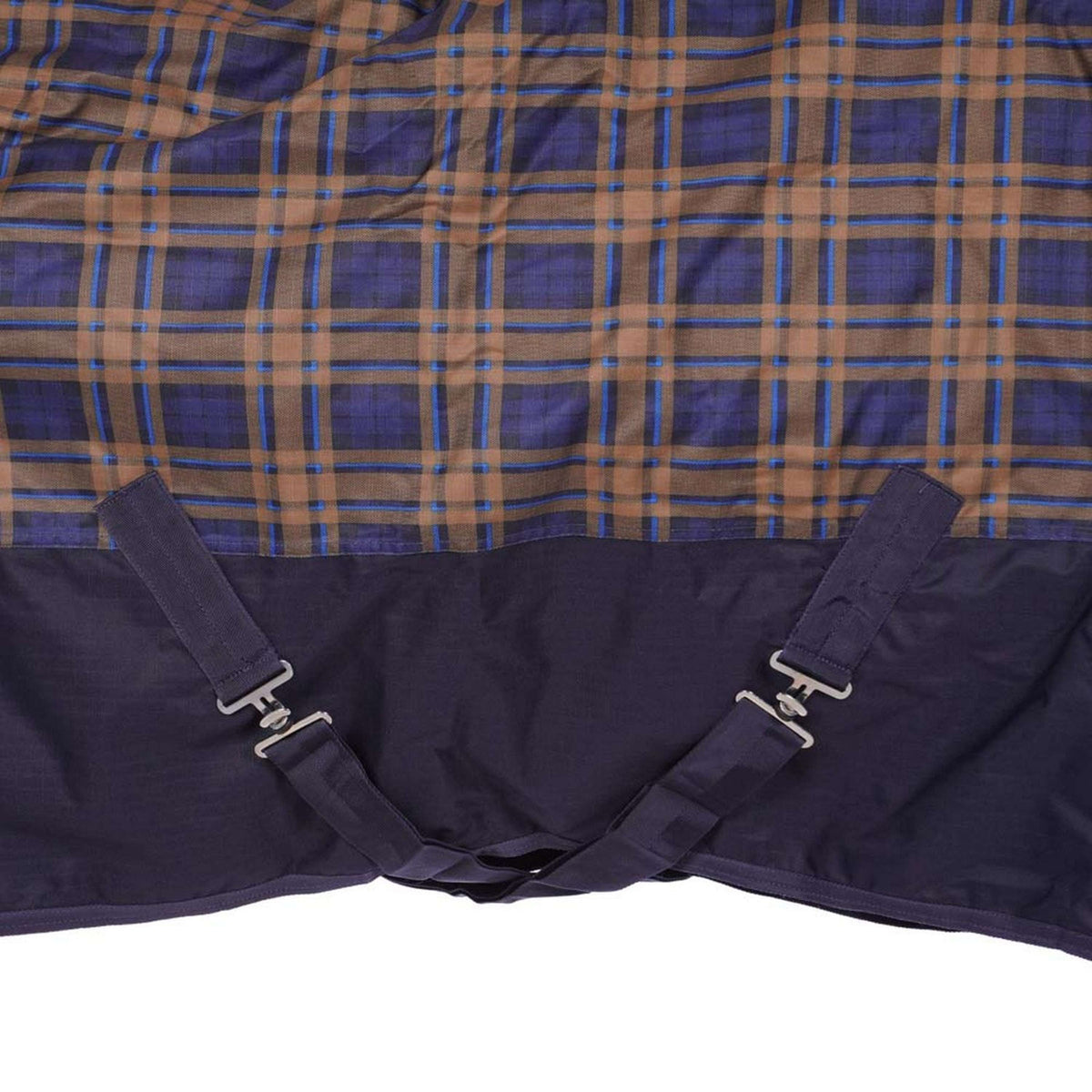 HKM Manta de Cuello Alto Providence Karo 1200D 300g Relleno de Algodón Marino Marron a cuadros