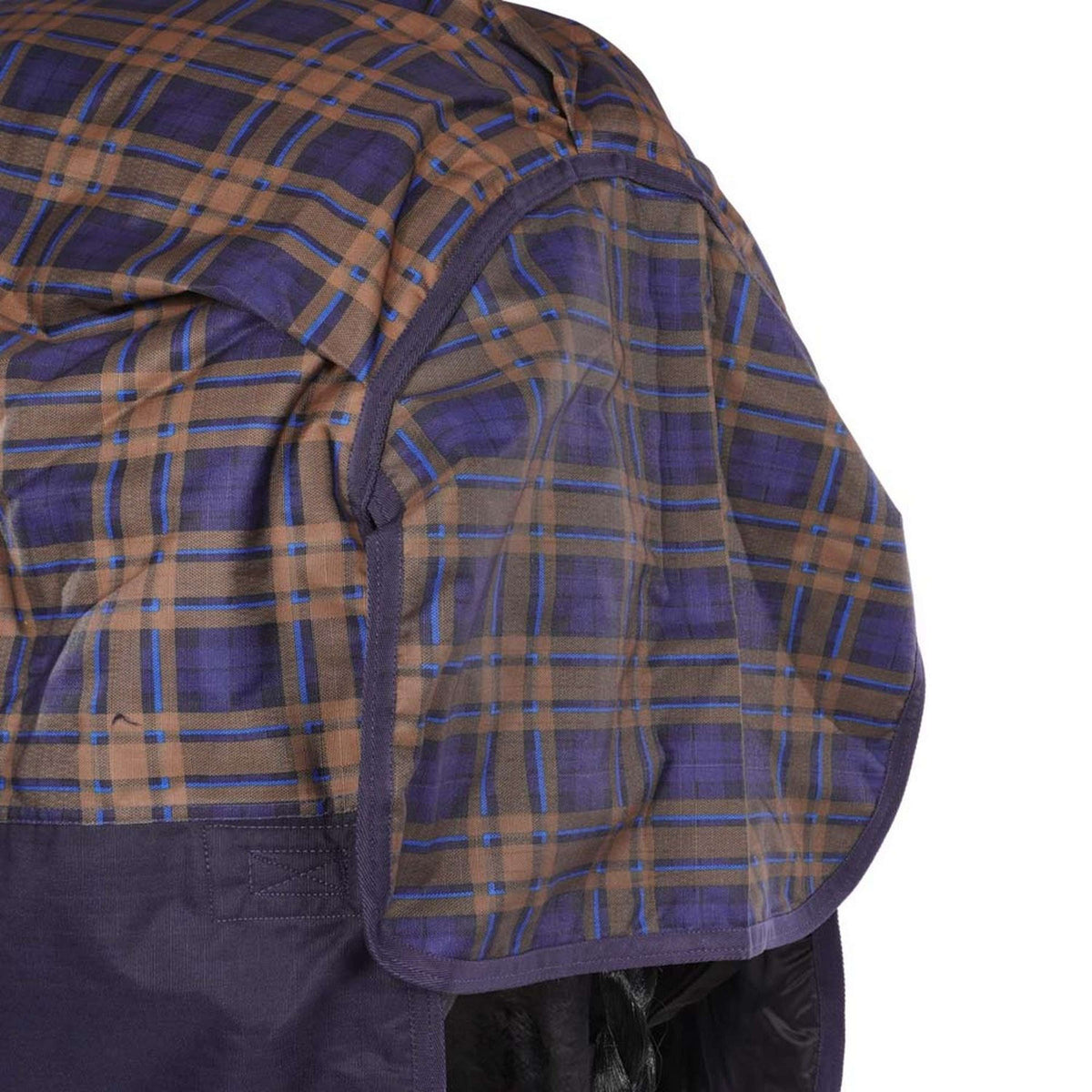 HKM Manta de Cuello Alto Providence Karo 1200D 300g Relleno de Algodón Marino Marron a cuadros