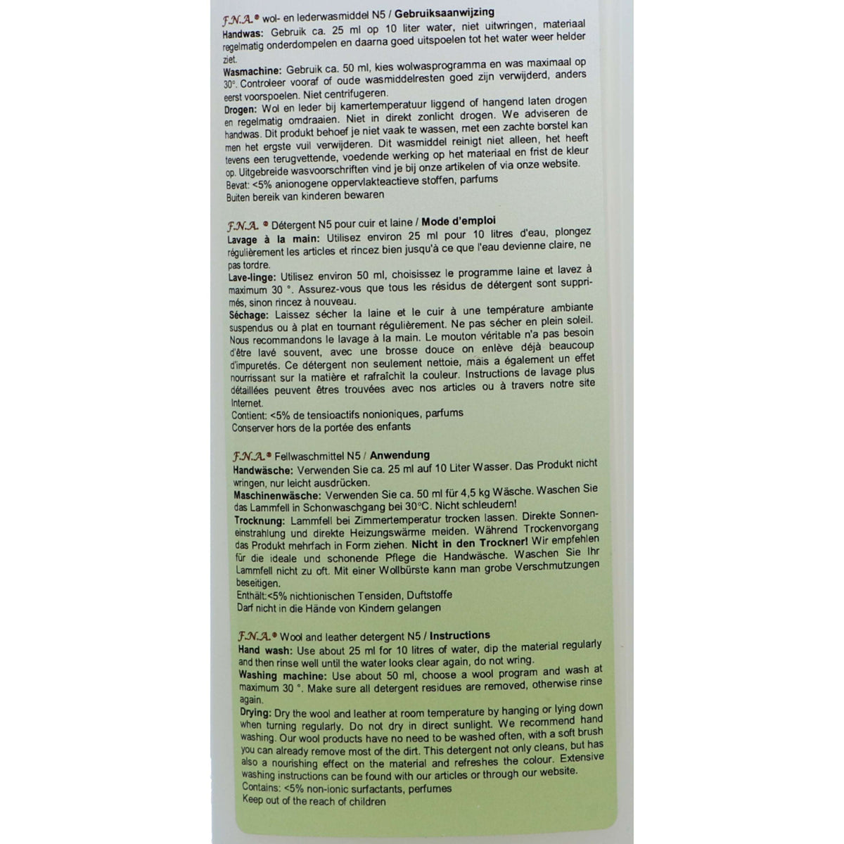 F.N.A. Detergente para Cuero y Lana N5