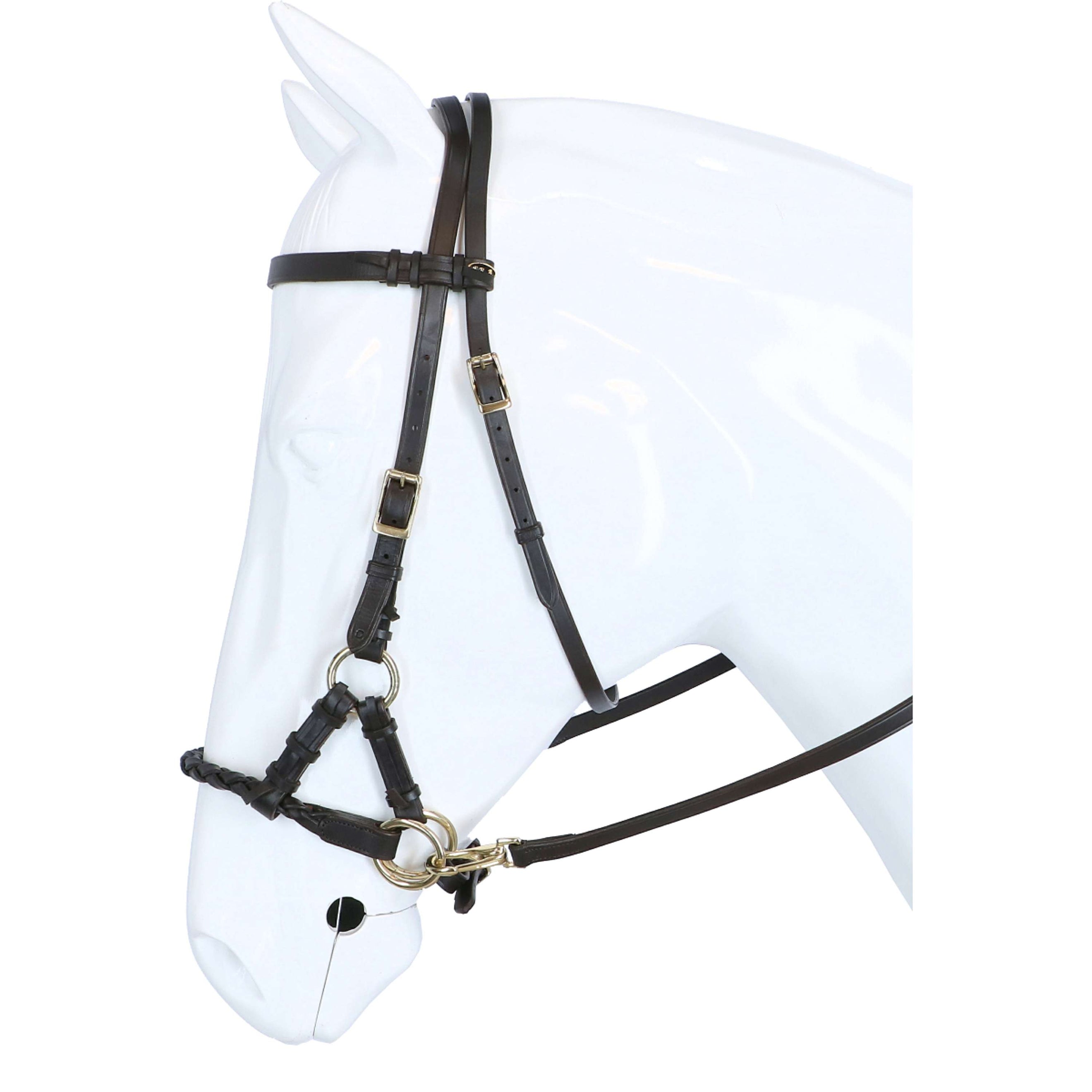 F.R.A. Brida sin Bocado Pariba Side Pull Rein Marron/Brass Metal F.R.A. Brida sin Bocado Pariba Side Pull Rein Marron/Brass Metal