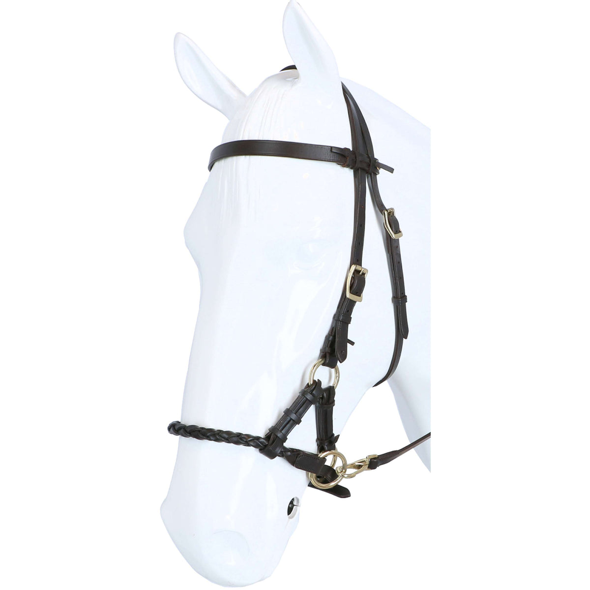 F.R.A. Brida sin Bocado Pariba Side Pull Rein Marron/Brass Metal