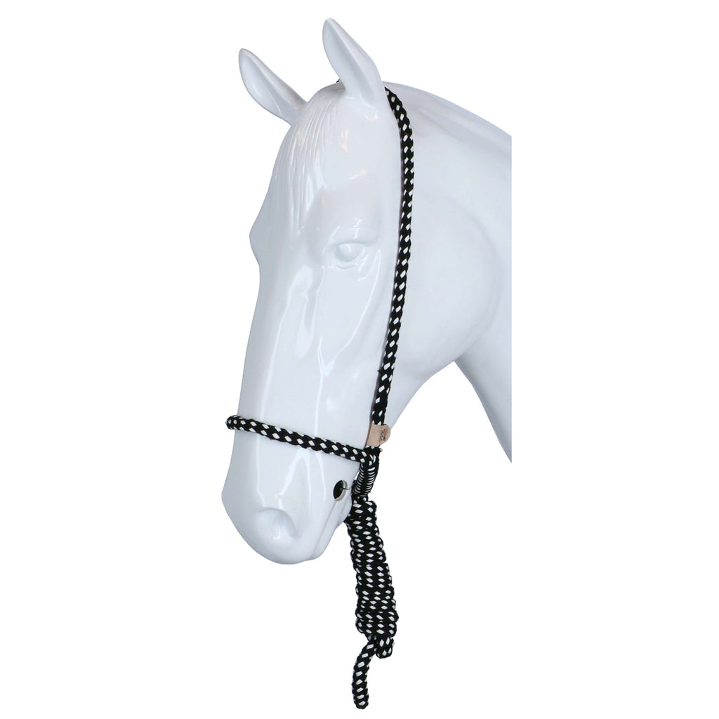 F.R.A. Cabestro de Manejo Shiraz con Cuerda Fija Negro/Blanco