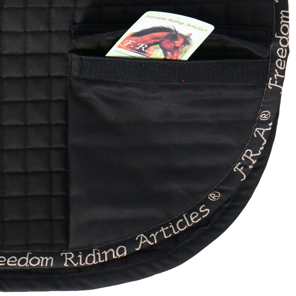 F.R.A. Manta de silla Unica con Bolsas para Silla de Montar Sin Árbol Negro
