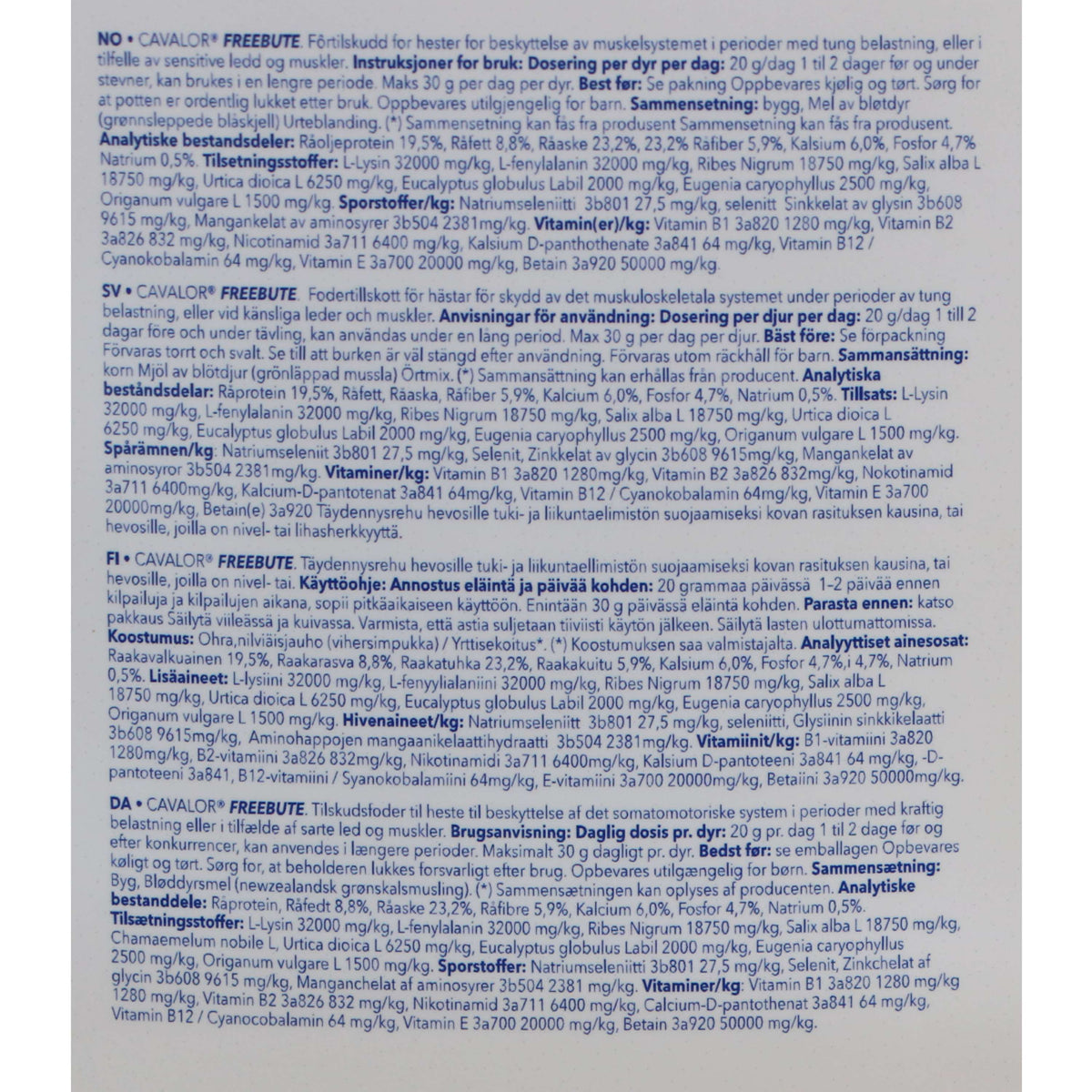 Cavalor Free Bute Polvo