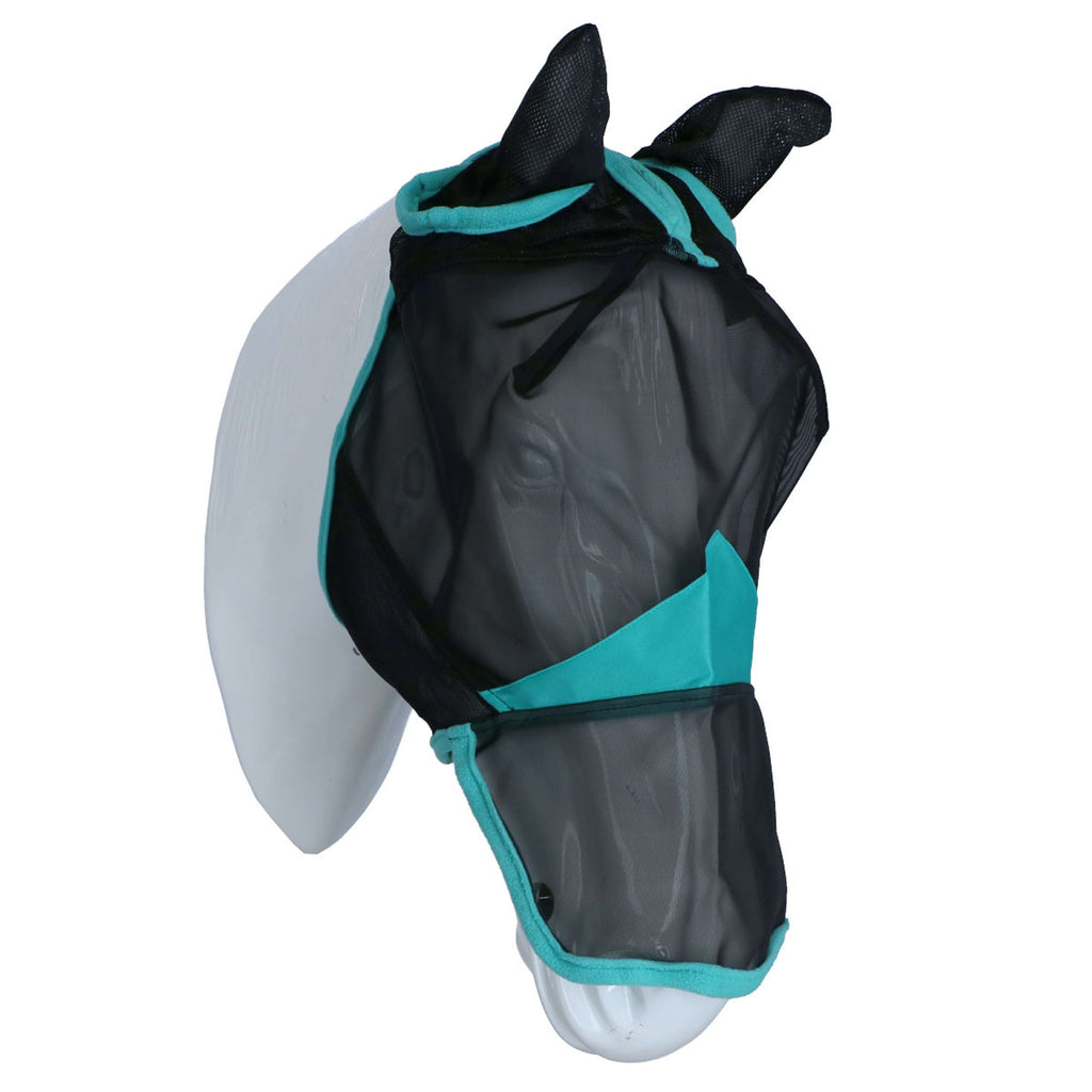 WeatherBeeta Máscara para Moscas ComFiTec Deluxe Fine Mesh con Orejas y Nariz Negro/Turquesa