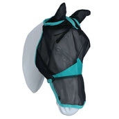 WeatherBeeta Máscara para Moscas ComFiTec Deluxe Fine Mesh con Orejas y Nariz Negro/Turquesa