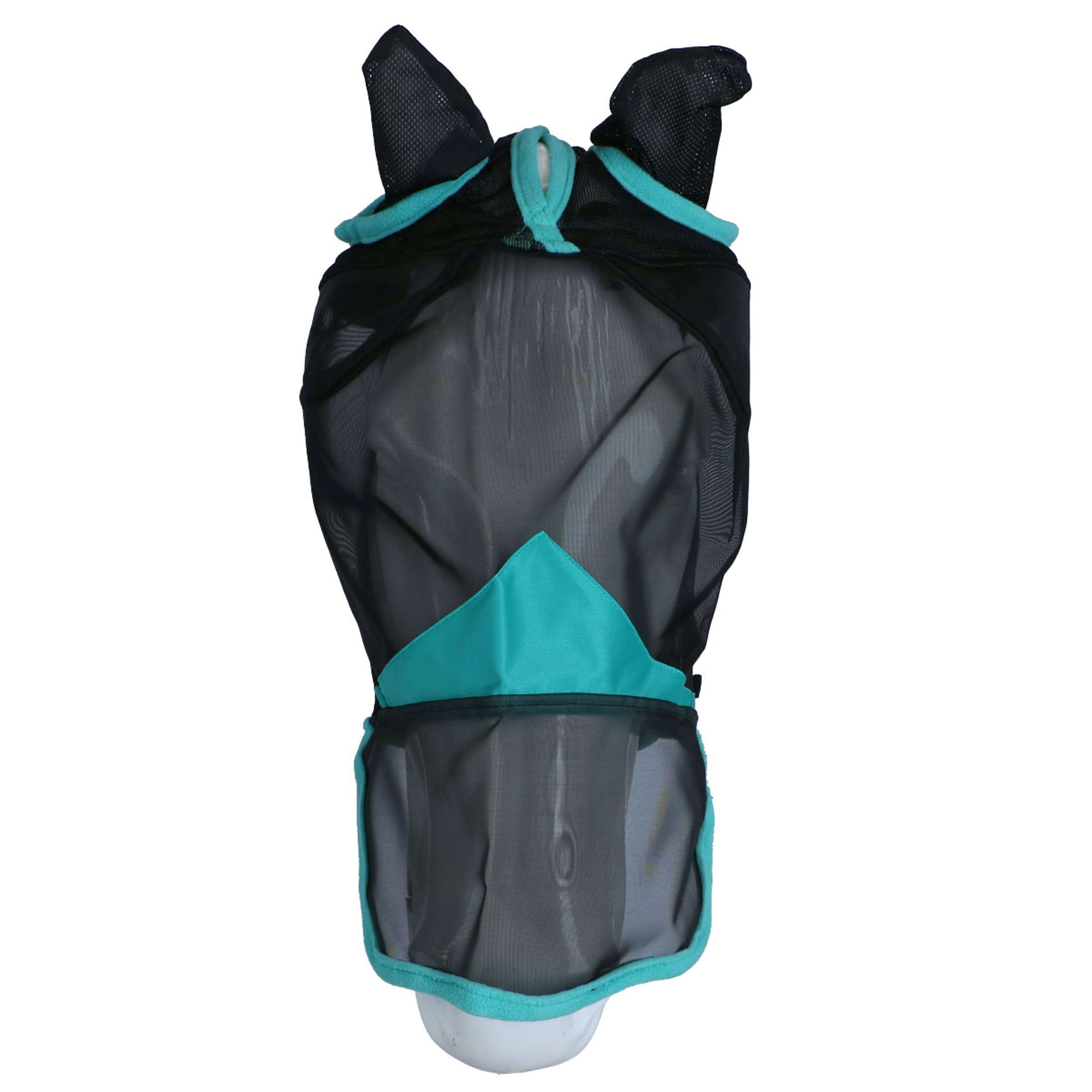 WeatherBeeta Máscara para Moscas ComFiTec Deluxe Fine Mesh con Orejas y Nariz Negro/Turquesa