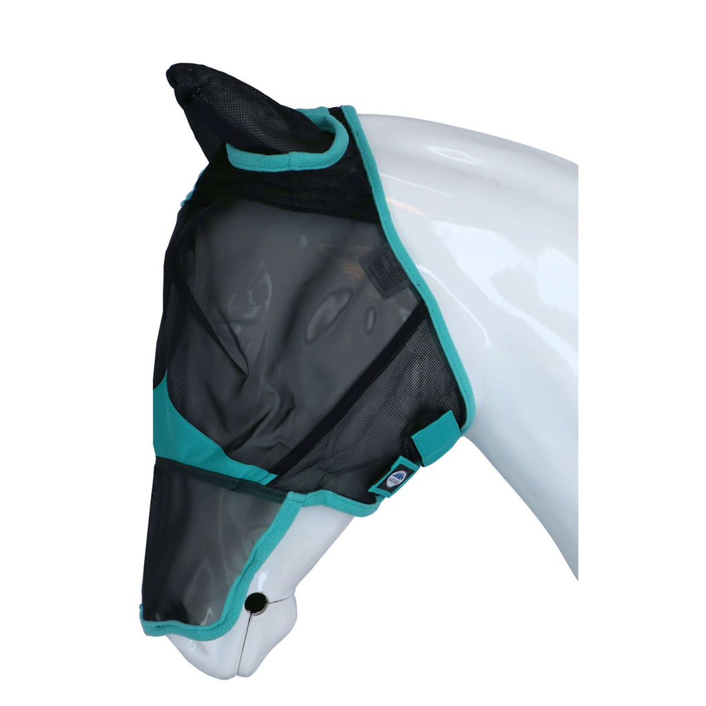 WeatherBeeta Máscara para Moscas ComFiTec Deluxe Fine Mesh con Orejas y Nariz Negro/Turquesa