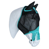 Weatherbeeta Máscara para Moscas Comfitec Deluxe Fine Mesh con Orejas y Flecos Negro/Turquesa