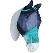 Weatherbeeta Máscara para Moscas Comfitec Deluxe Fine Mesh con Orejas y Flecos Navy/Turquesa