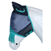 Weatherbeeta Máscara para Moscas Comfitec Deluxe Fine Mesh con Orejas y Flecos Navy/Turquesa