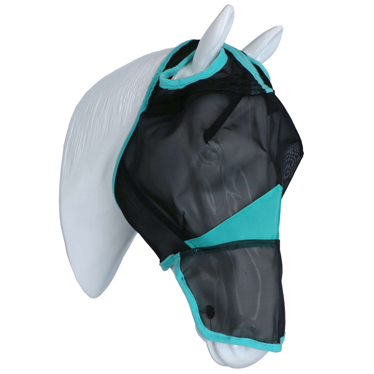 Weatherbeeta Máscara para Moscas Comfitec Deluxe Fine Mesh con Orejas Negro/Turquesa