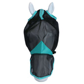 Weatherbeeta Máscara para Moscas Comfitec Deluxe Fine Mesh con Orejas Negro/Turquesa