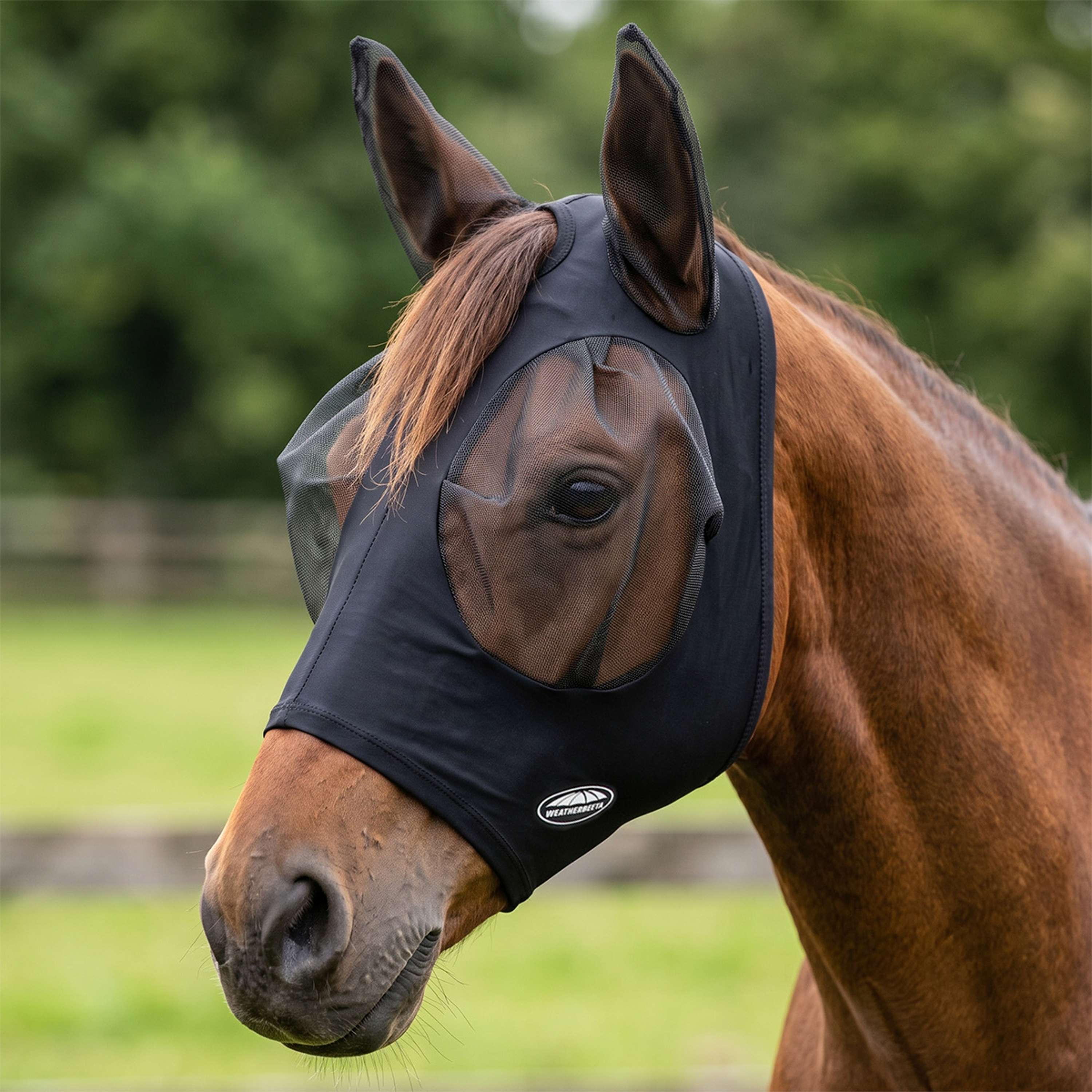 WeatherBeeta Máscara para Moscas Deluxe Stretch Bug con Orejas Negro