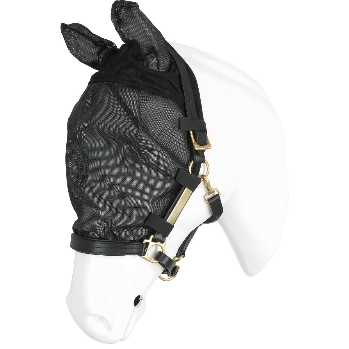 EQUITHÈME Cabezada con Máscara Antimoscas con Protección UV Negro