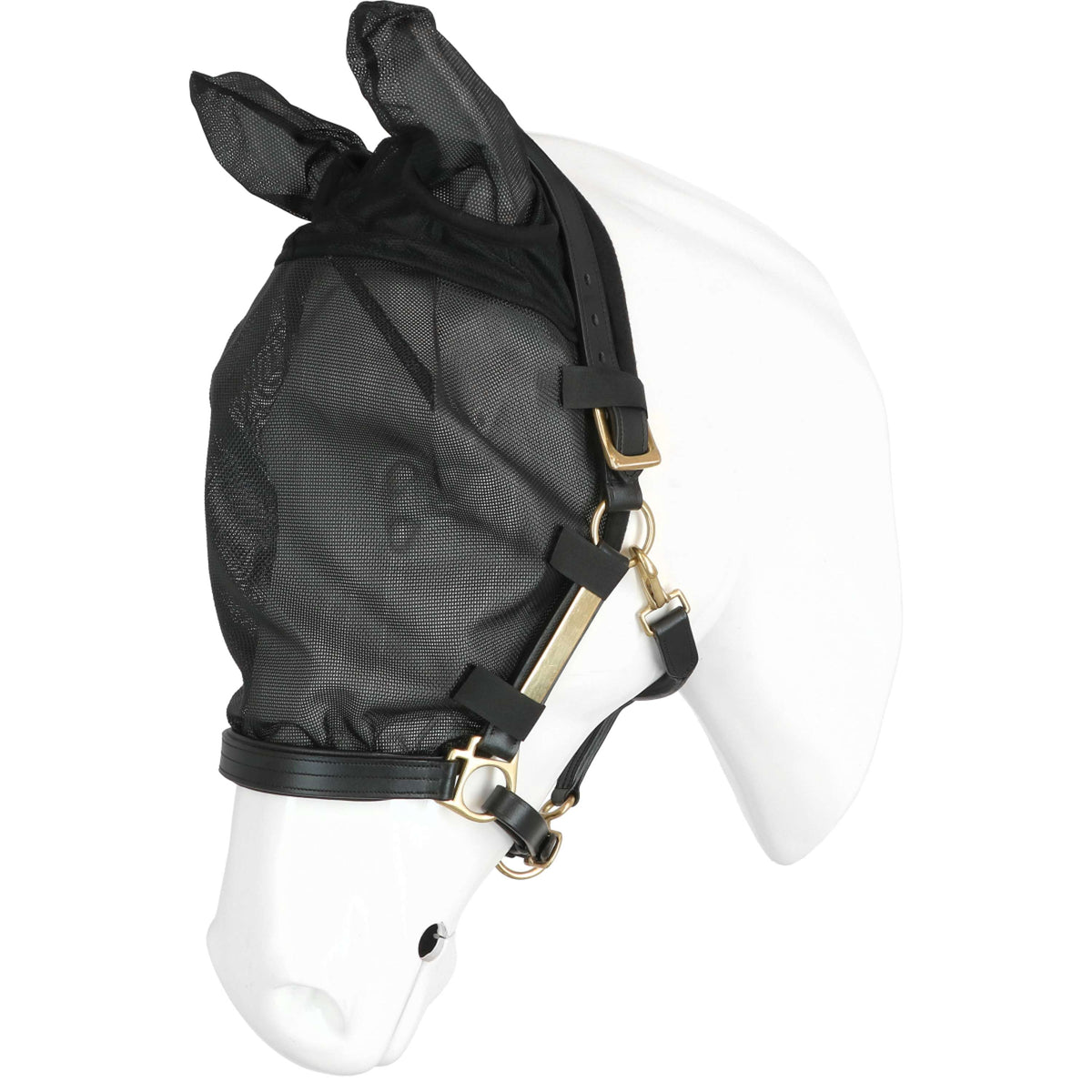 EQUITHÈME Cabezada con Máscara Antimoscas con Protección UV Negro