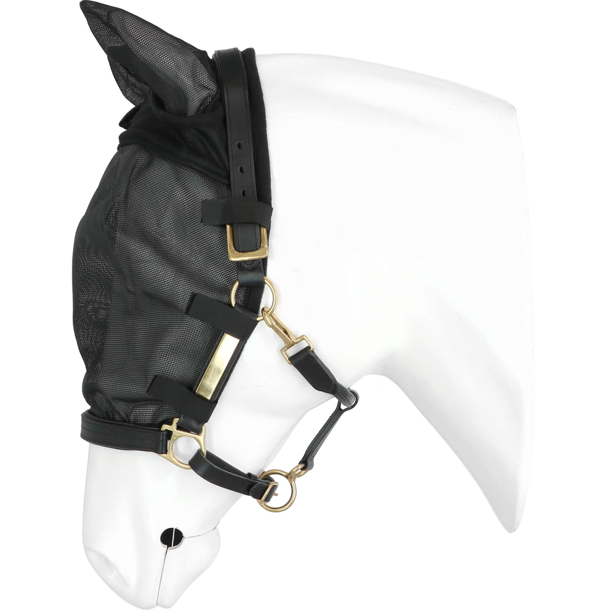 EQUITHÈME Cabezada con Máscara Antimoscas con Protección UV Negro