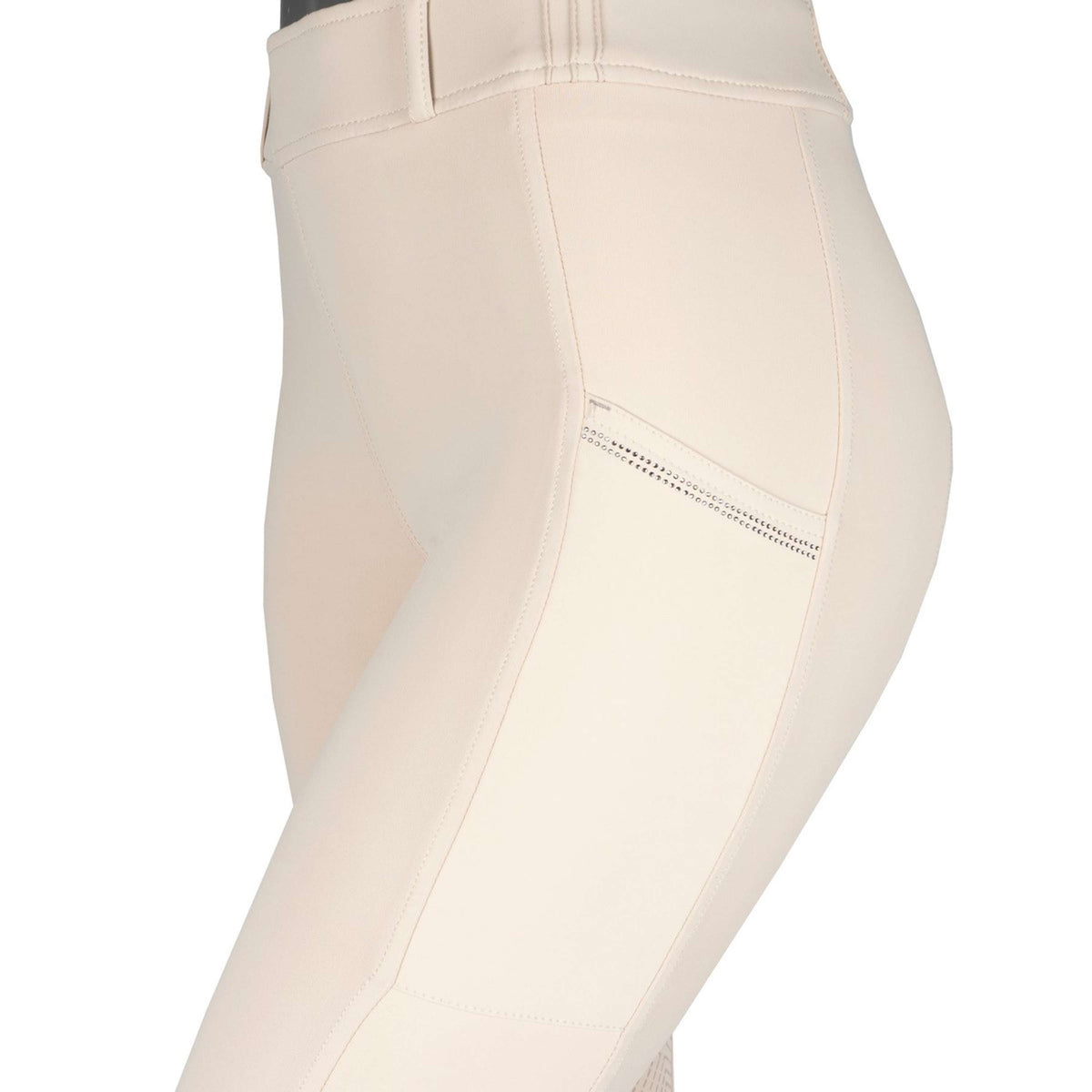 Montar Legging de Equitación MoZuna Gun Metal Crystals Full Grip Warm Light Grey