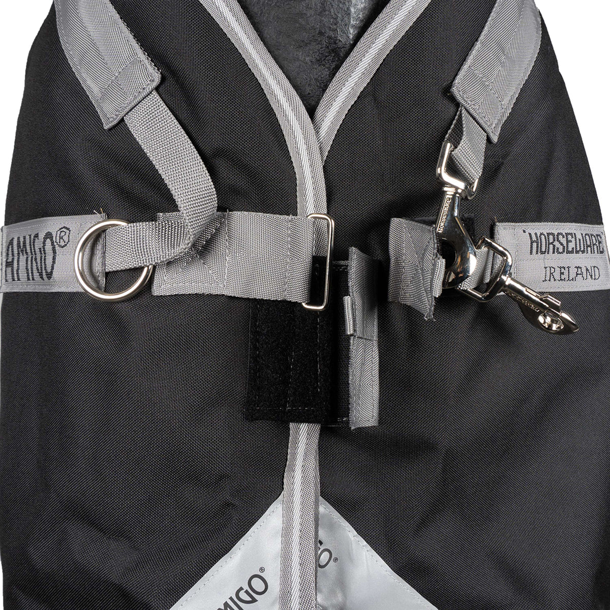 Amigo Turnout Rug Integrated 1200D 250g Black/Titanium Grey/Silver