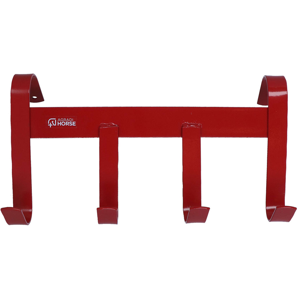 Agradi Horse Colgador de Bridas con 4 Ganchos Rojo