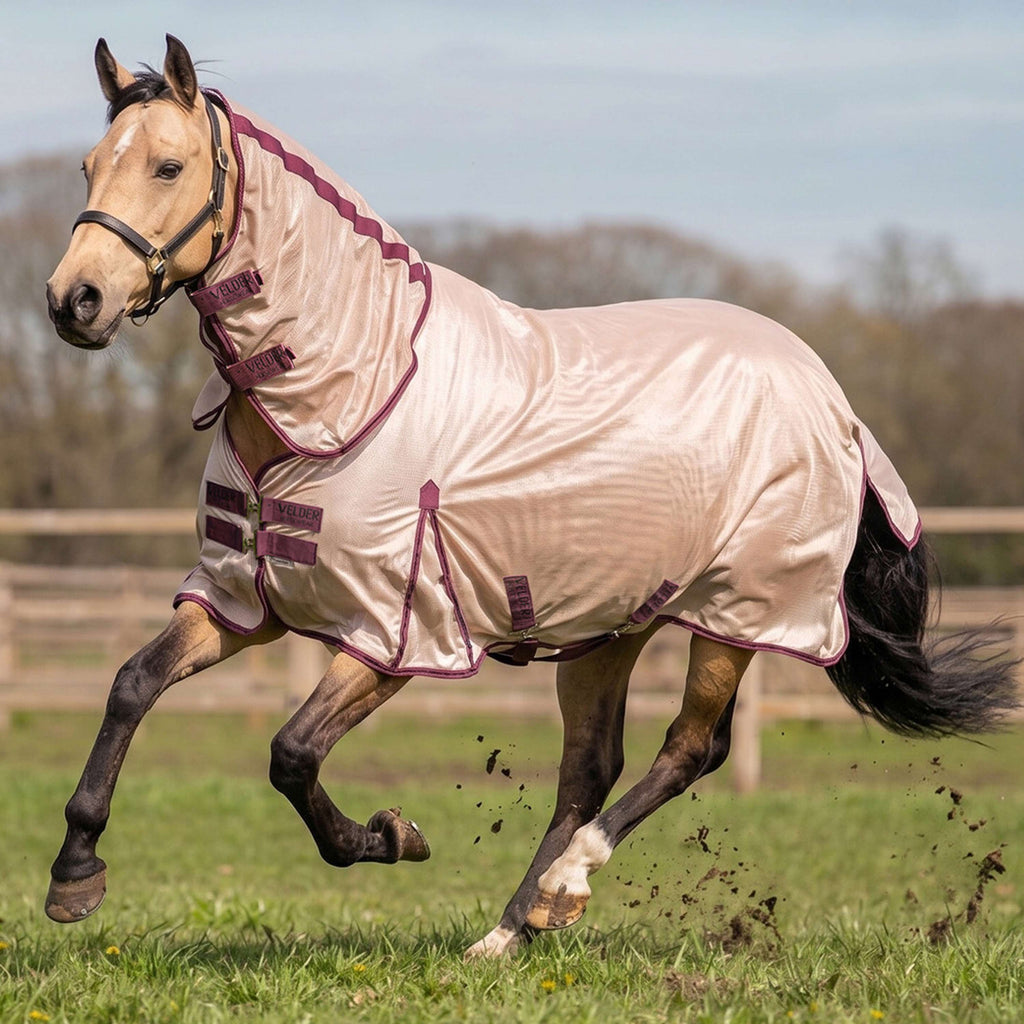 Velder Horsewear Essentials Manta Antimoscas Mesh con cuello Earth Grey