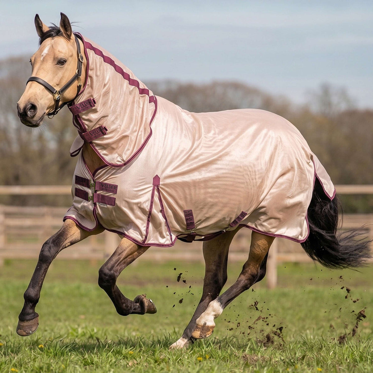 Velder Horsewear Essentials Manta Antimoscas Mesh con cuello Earth Grey