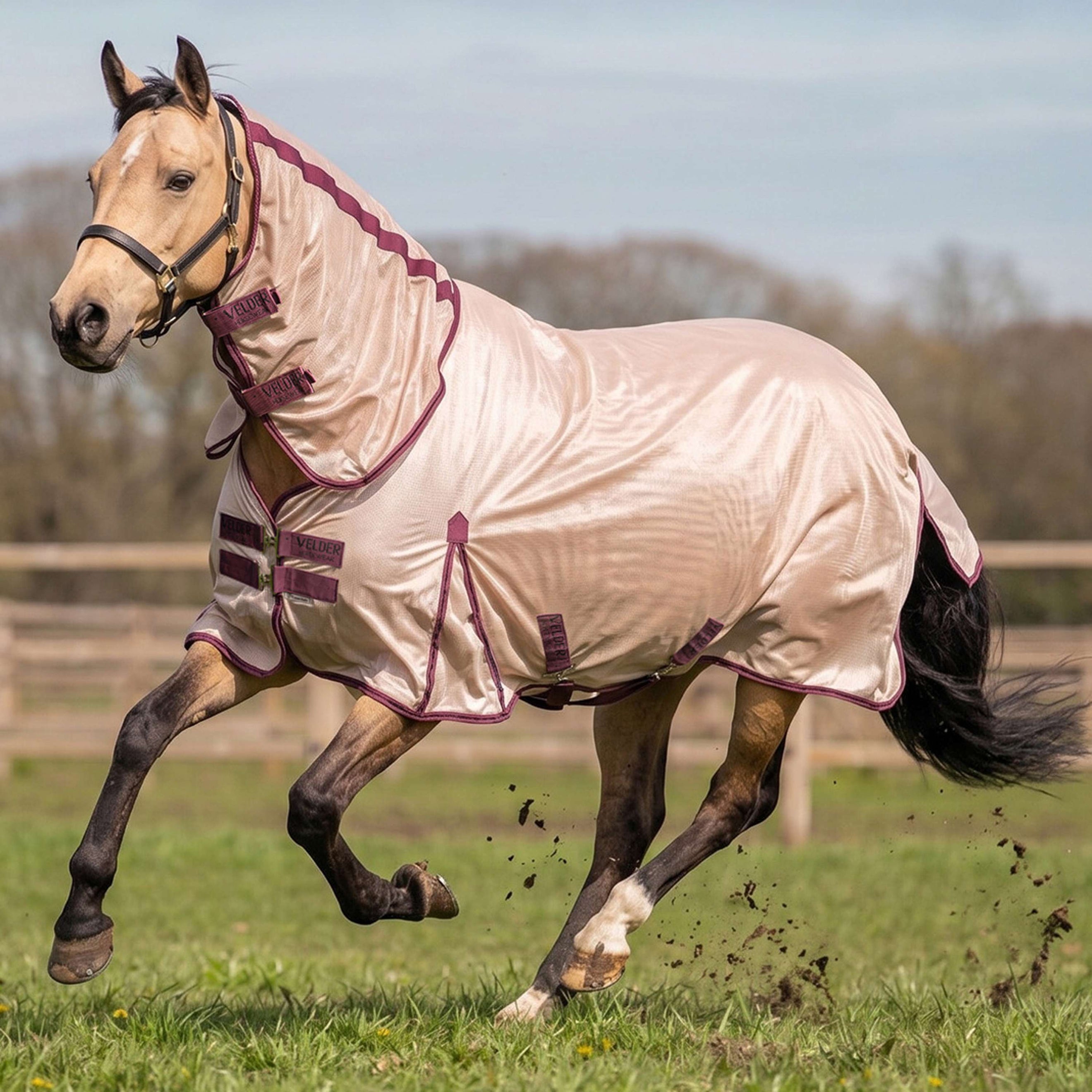 Velder Horsewear Manta Antimoscas Mesh con cuello Earth Grey