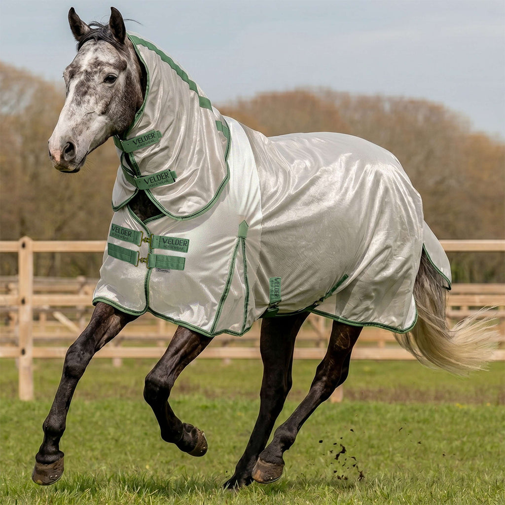 Velder Horsewear Essentials Manta Antimoscas Mesh con cuello Plata