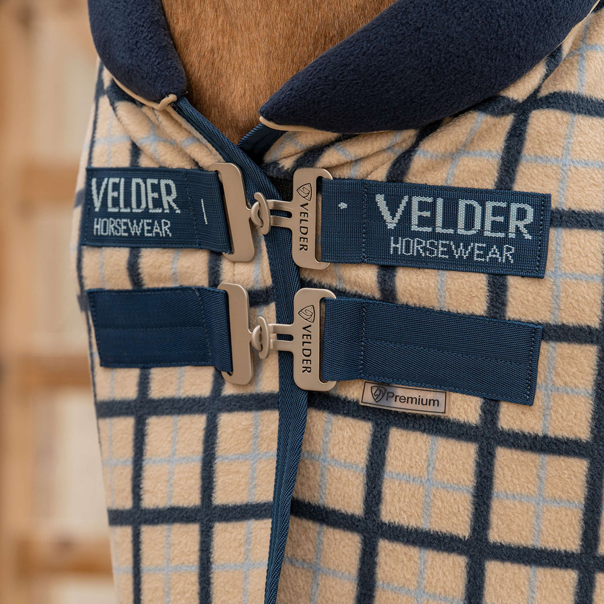 Velder Horsewear Premium Fleece Cooler with Collar Navy Check