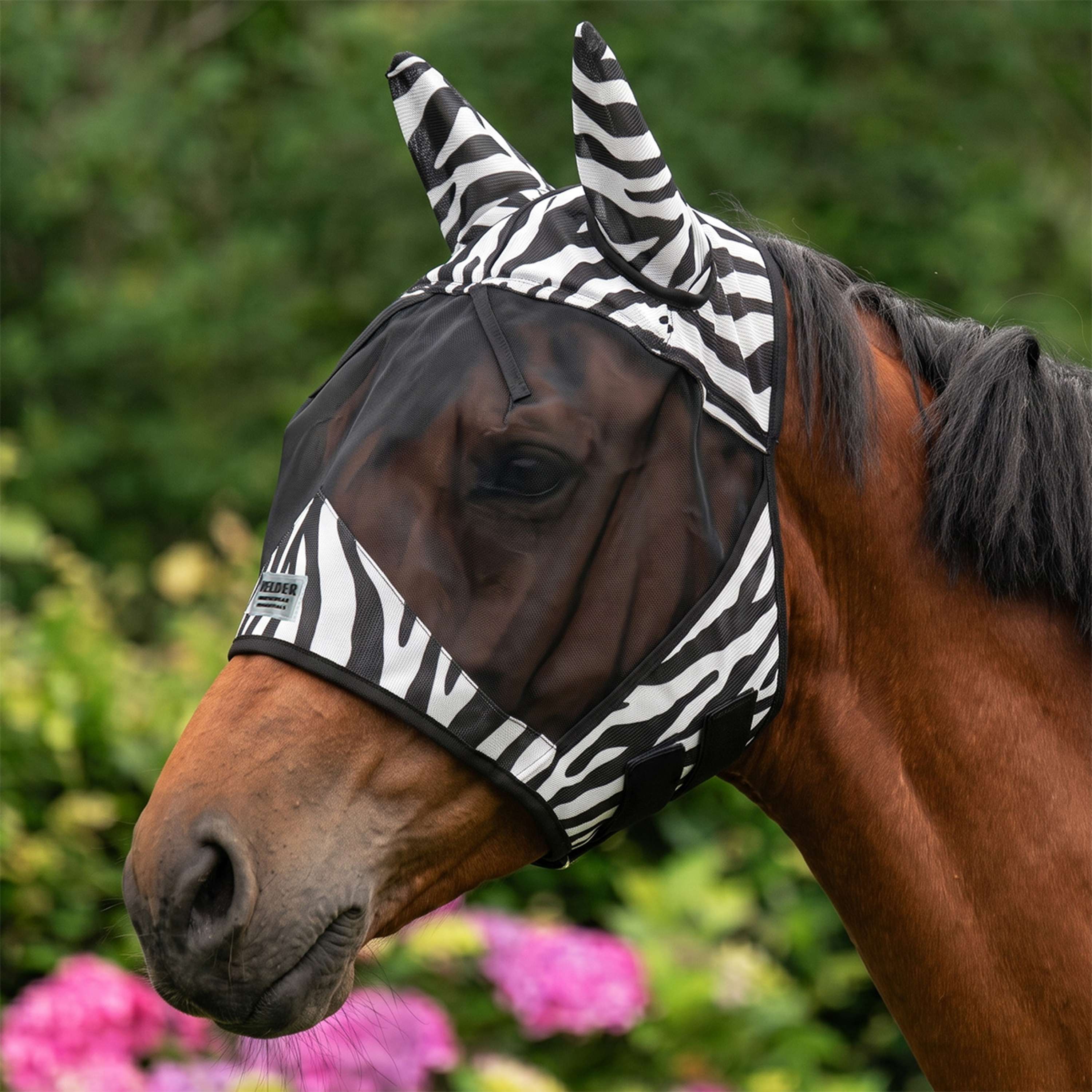 Velder Horsewear Essentials Máscara para Moscas Zebra con Orejas Negro/Blanco
