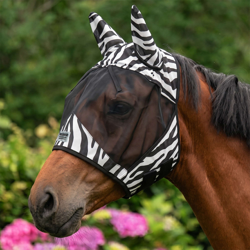 Velder Horsewear Essentials Máscara para Moscas Zebra con Orejas Negro/Blanco