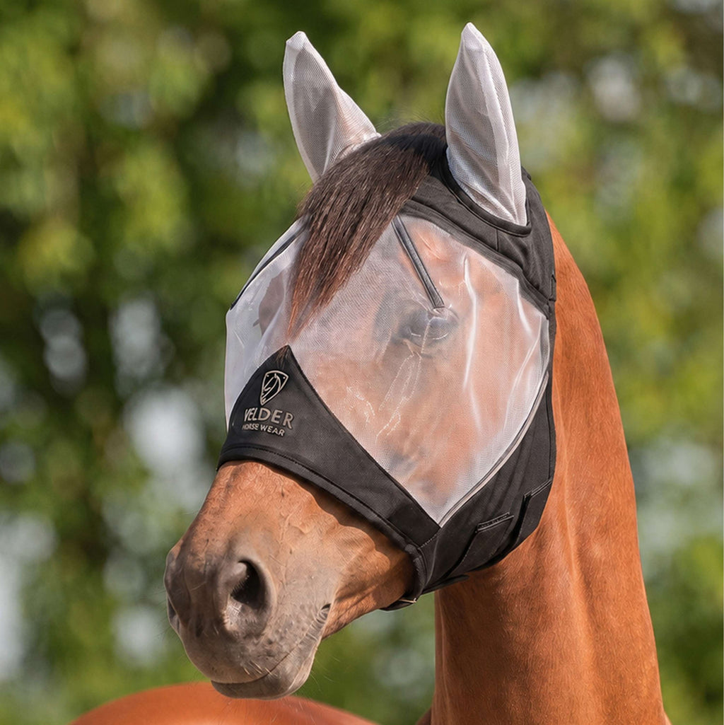 Velder Horsewear Premium Máscara para Moscas con Orejas Negro