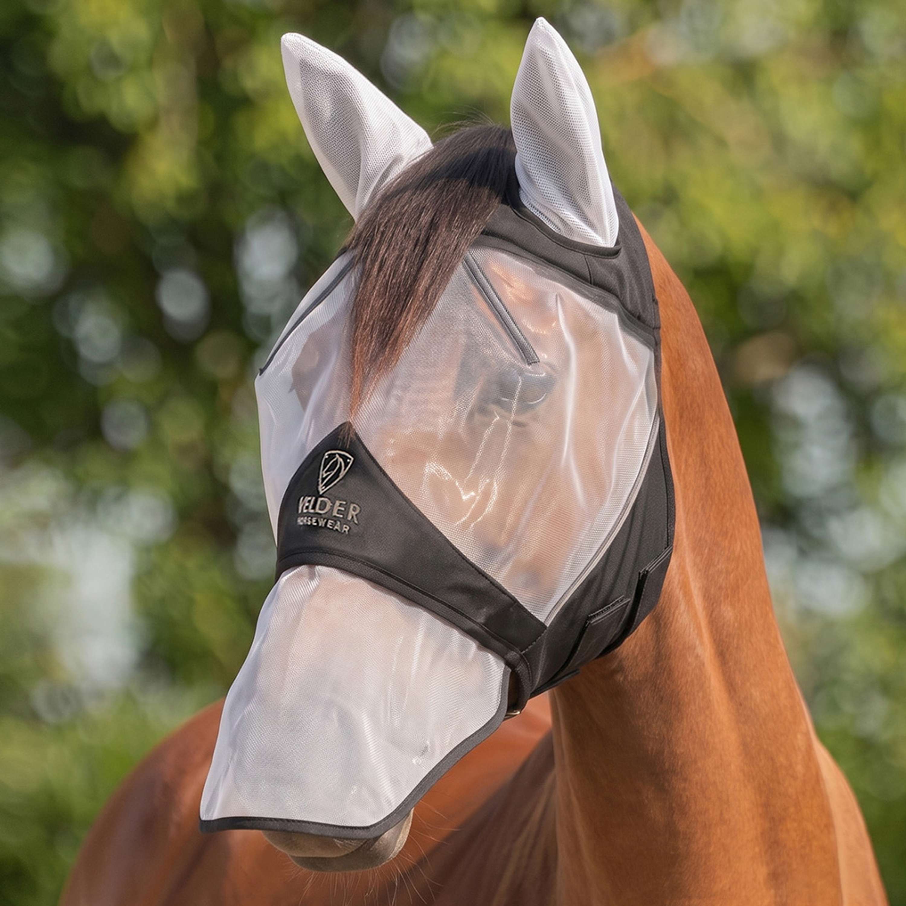 Velder Horsewear Premium Máscara para Moscas con Orejas y Nariz Negro