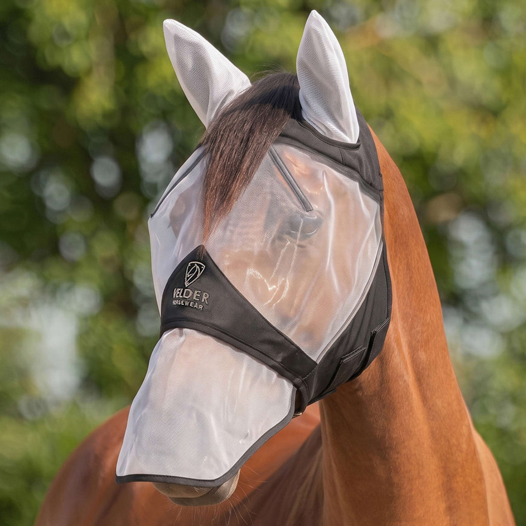 Velder Horsewear Premium Máscara para Moscas con Orejas y Nariz Negro