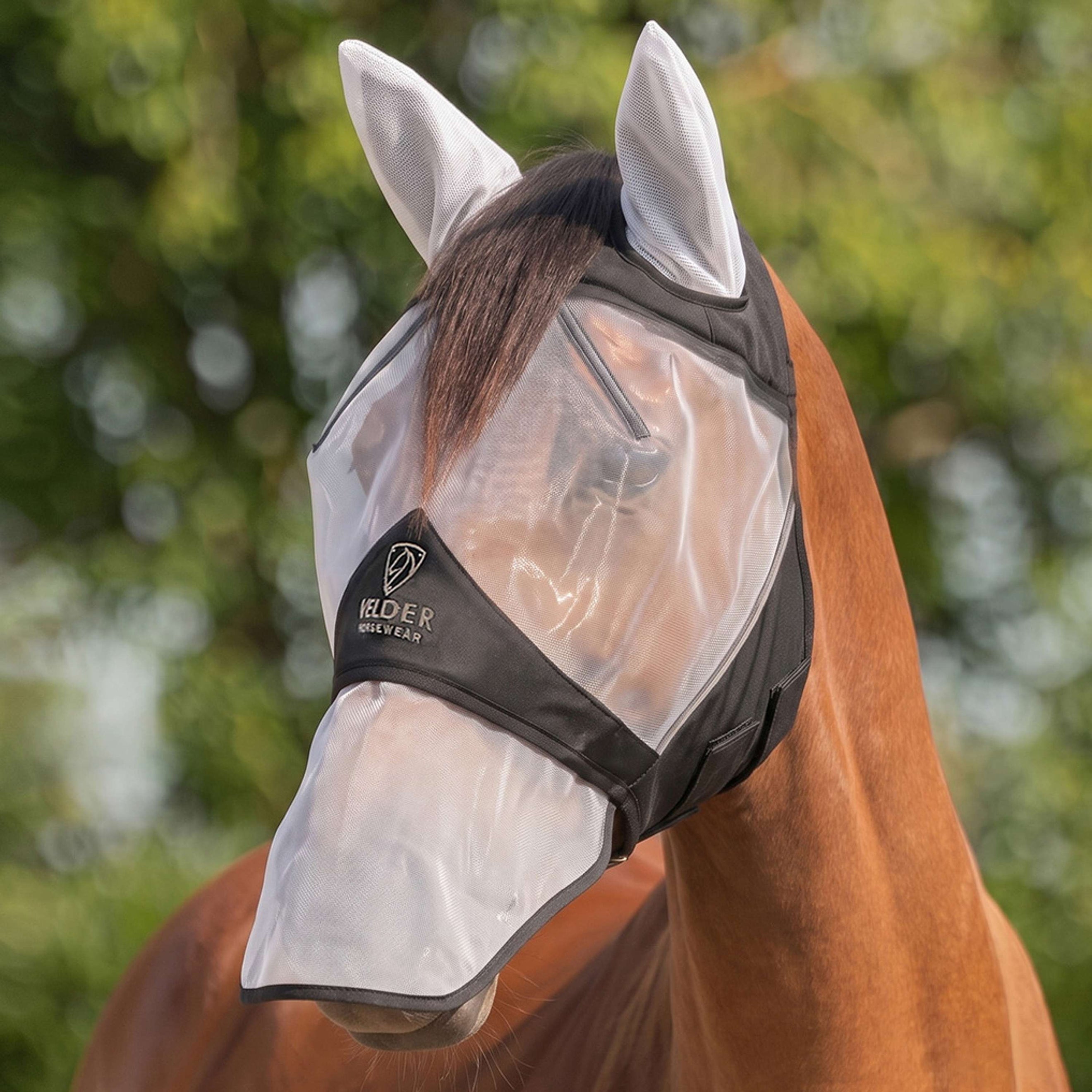 Velder Horsewear Premium Máscara para Moscas con Orejas y Nariz Negro