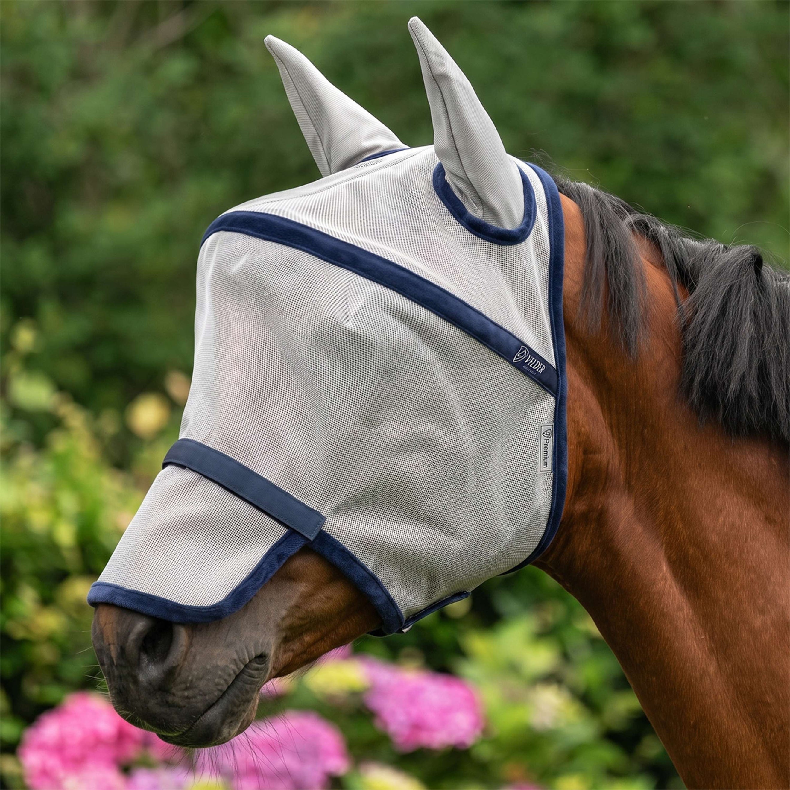 Velder Horsewear Premium Máscara para Moscas Comfort Space Tan/Navy