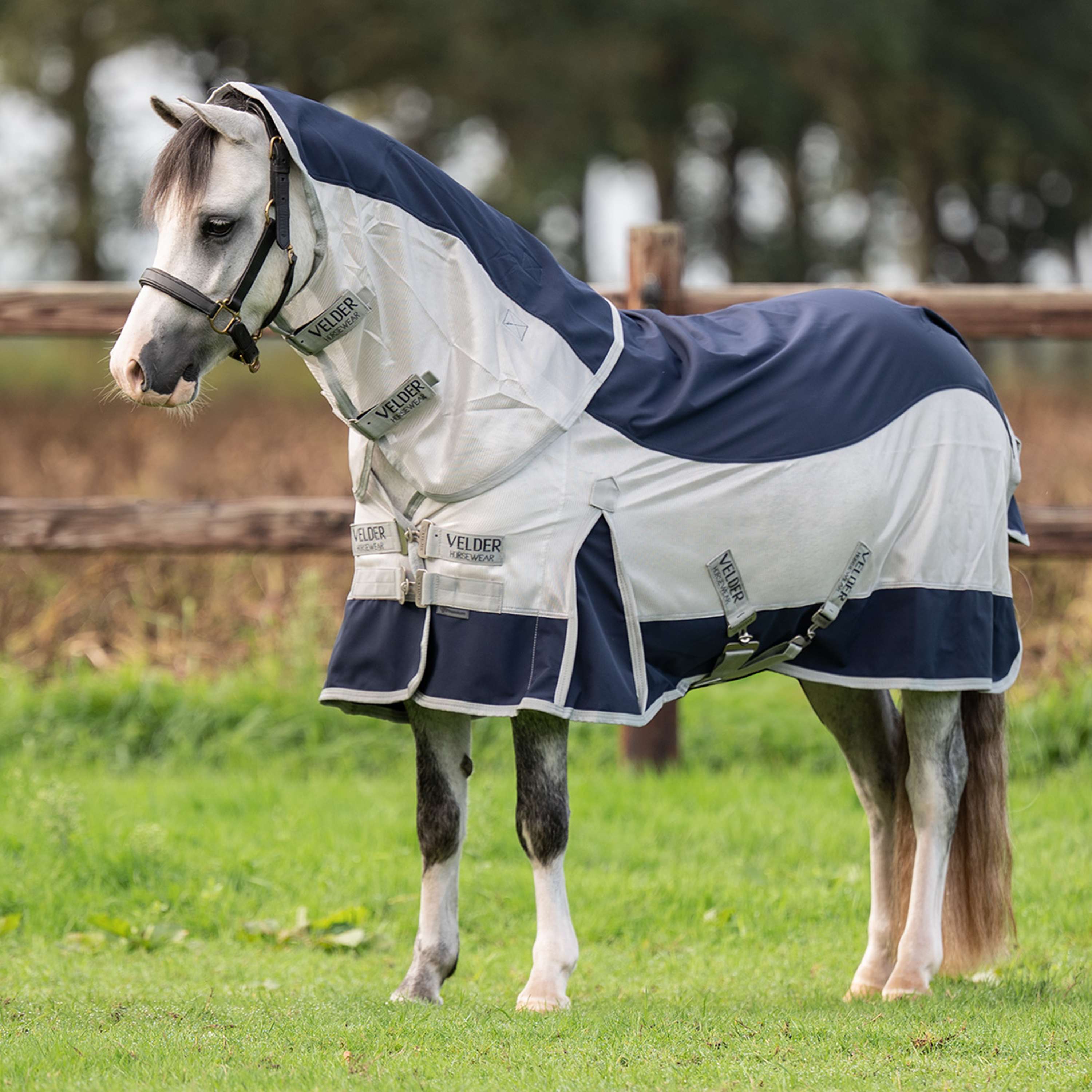 Velder Horsewear Premium Pony Manta Antimoscas Rainless Fall Navy/Pearl Silver