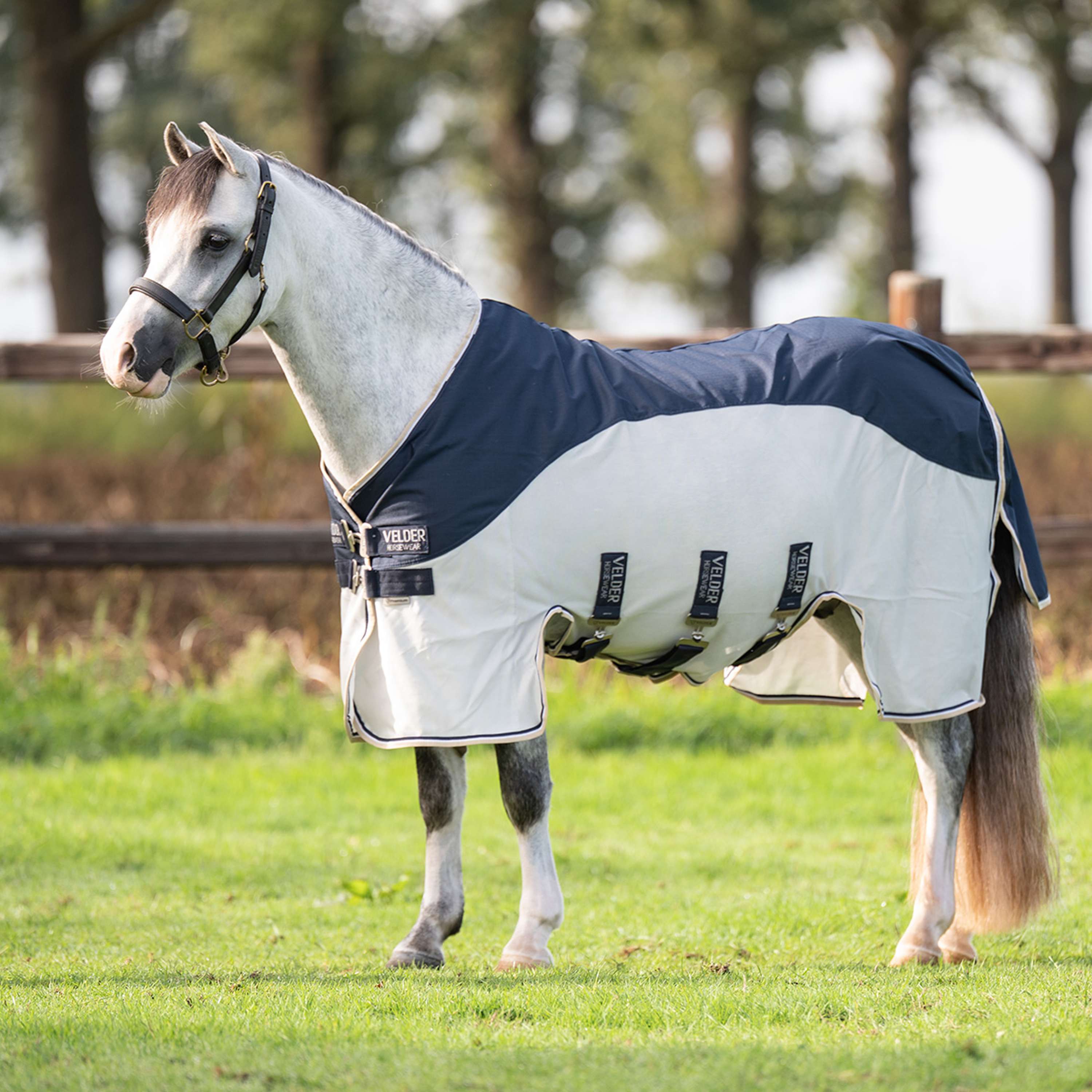 Velder Horsewear Premium Pony Manta Antimoscas Waterproof-Top Navy/Pearl Silver