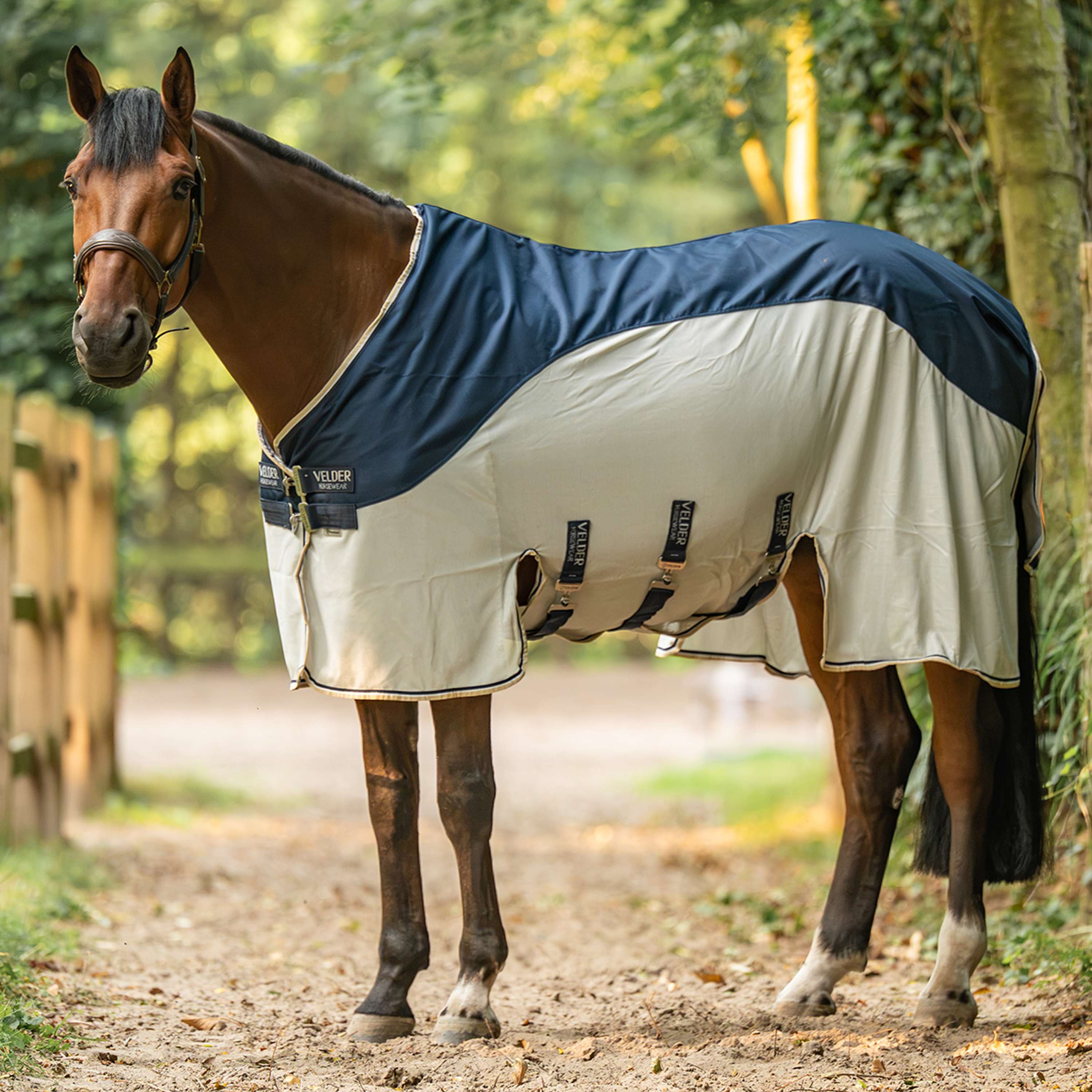 Velder Horsewear Premium Manta Antimoscas Waterproof-Top Navy/Pearl Silver